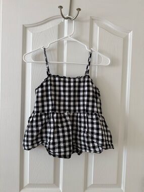 love on a hanger Black & White Gingham Peplum Cami